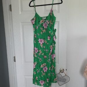 Sage Green Floral Midi Dress